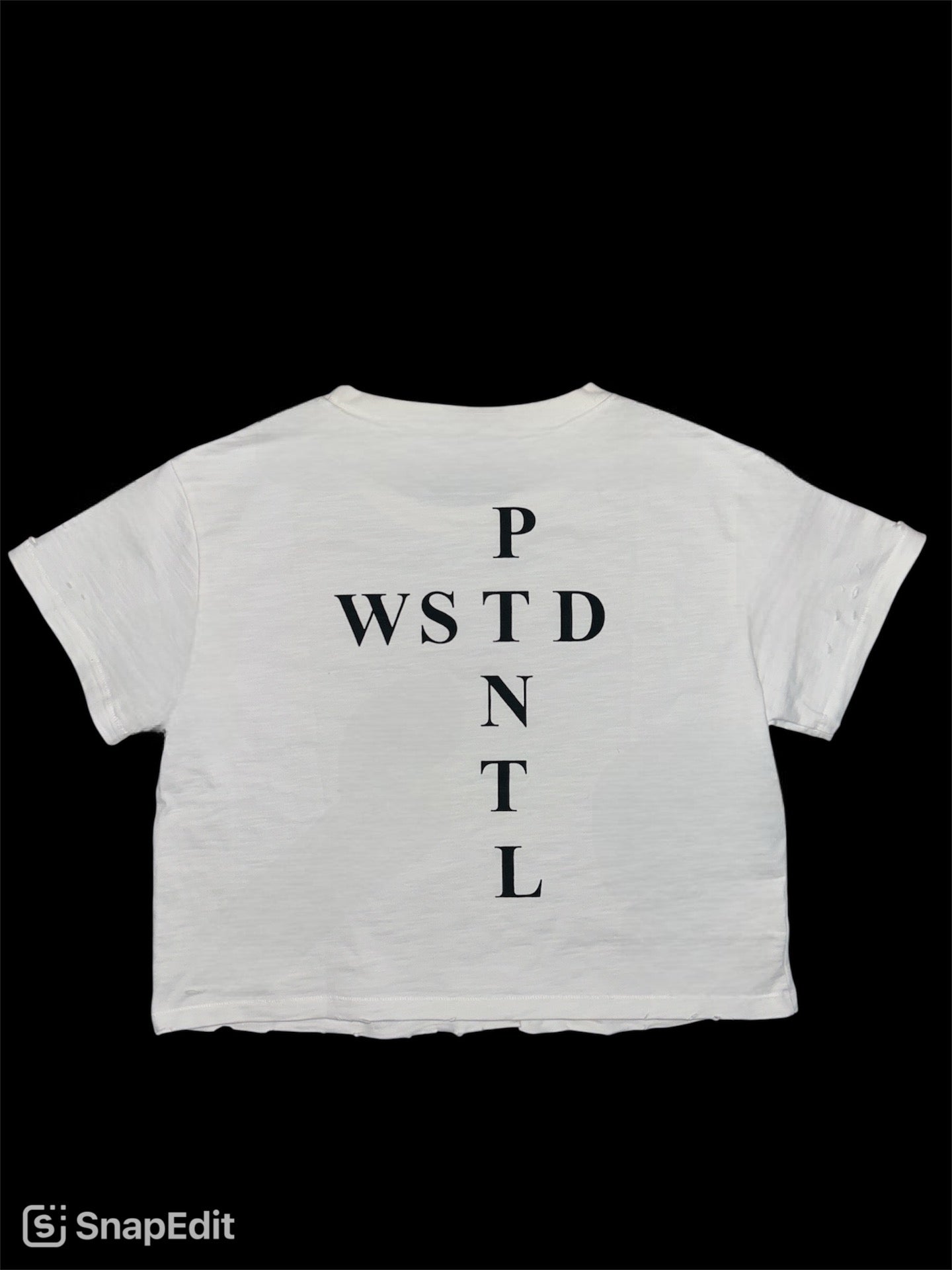 Cropped Distressed Logo Tee