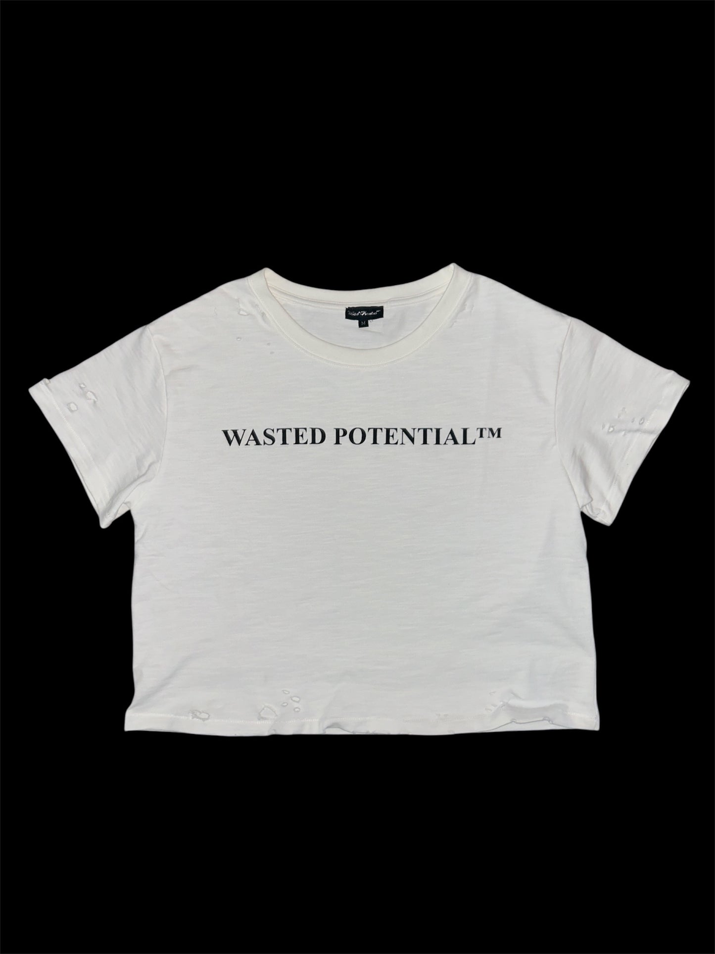 Cropped Distressed Logo Tee