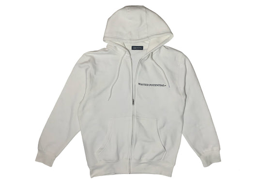 WASTED POTENTIAL Double-Knit White Full-Zip Hoodie