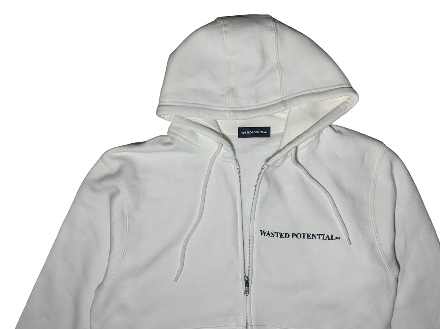 WASTED POTENTIAL Double-Knit White Full-Zip Hoodie